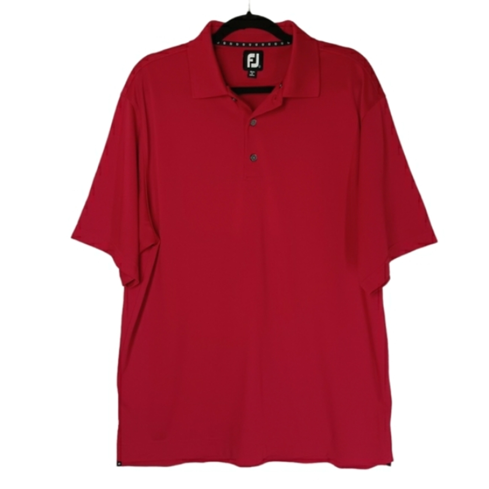 FOOTJOY Golf Red Button Front Short Sleeve Polo Shirt Large